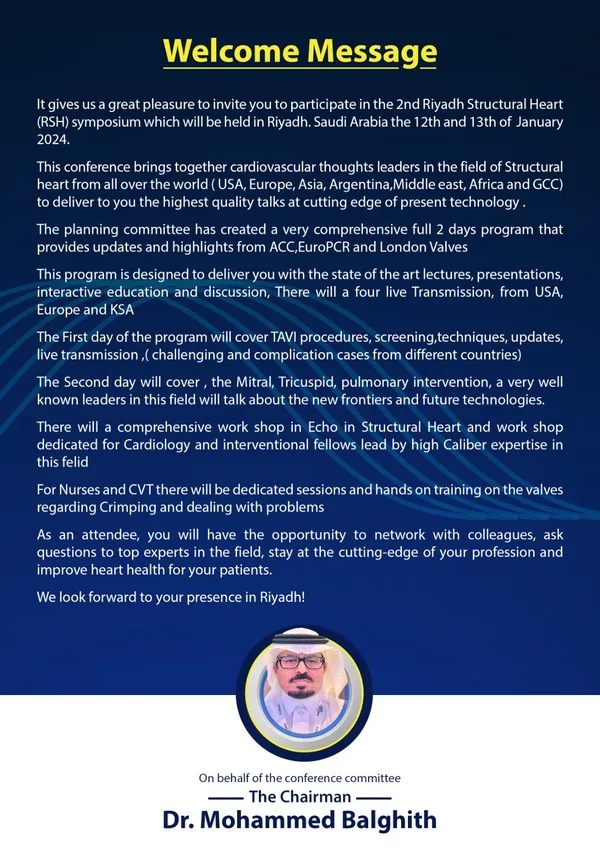 RSH 2024 welcome message from the Chairman, Dr. Mohammed Balghith