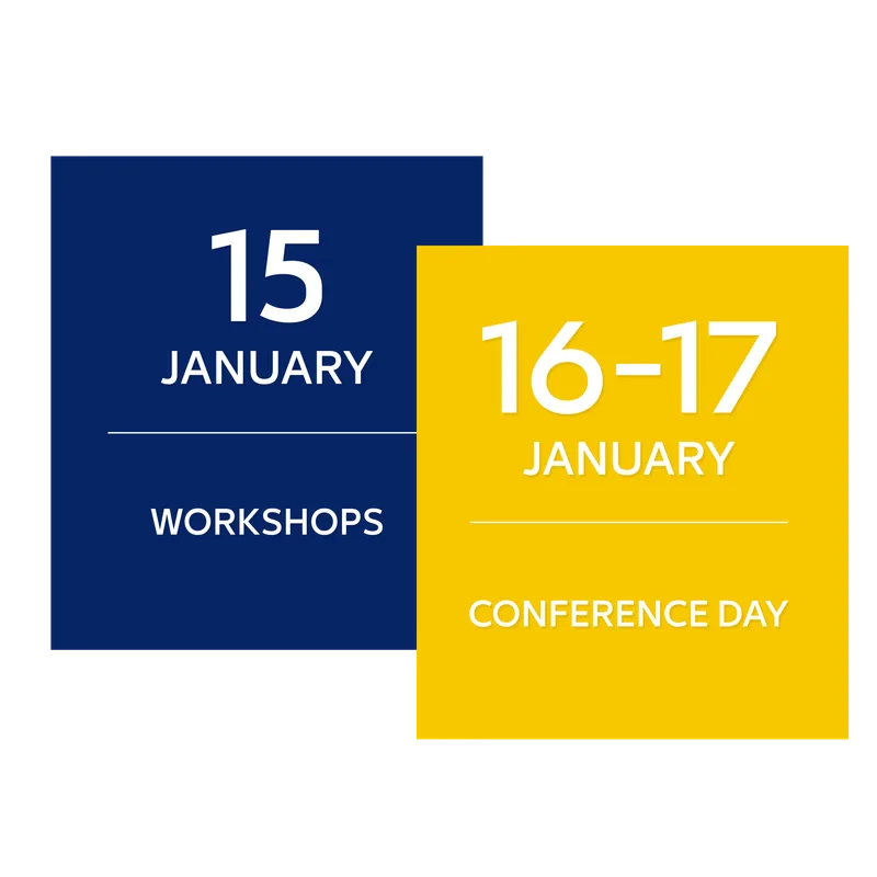 RSH 2026 schedule: 15 January workshops, 16–17 January conference days